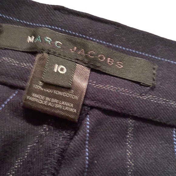 Marc Jacobs pinstripe flare‎ pants blue navy cotton size 10 - Picture 3 of 9